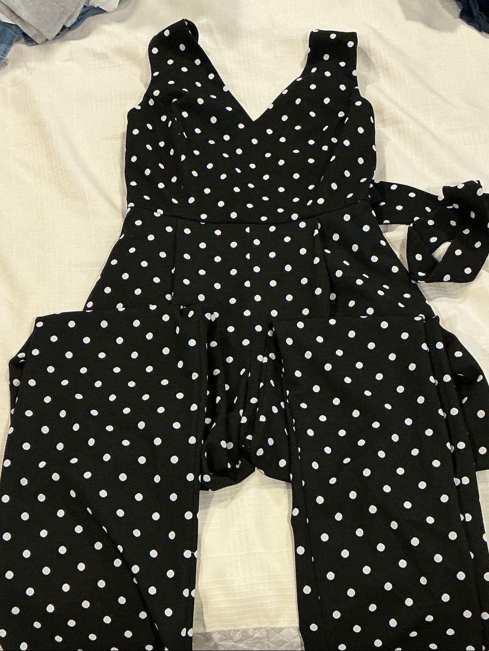 Calvin Klein Black & White Polka Dot Sleeveless Jumpsuit